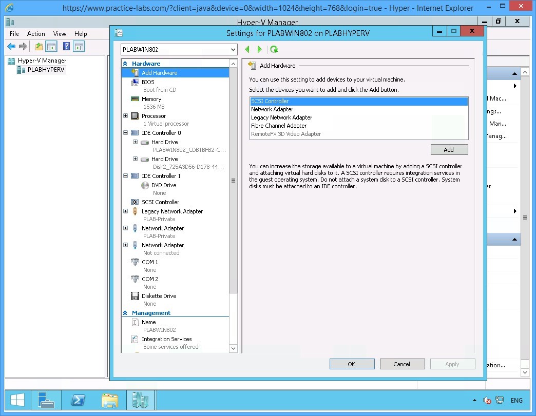 Figure 1.4 Screenshot of the device PLABHYPERV